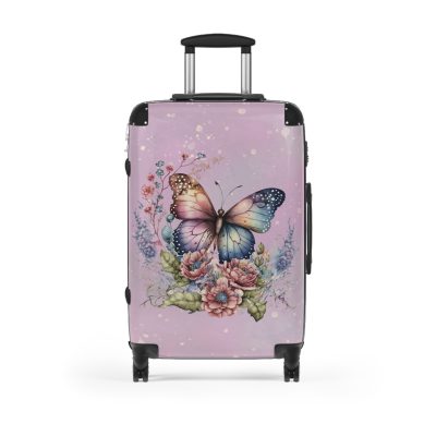 Floral Butterfly Suitcase - A chic travel companion adorned with vibrant florals and delicate butterflies, perfect for the stylish wanderer.