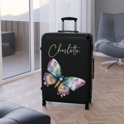 Custom Floral Butterfly Suitcase - A personalized travel companion with vibrant floral and butterfly design, expressing individuality in every journey.