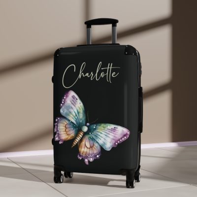 Custom Floral Butterfly Suitcase - A personalized travel companion with vibrant floral and butterfly design, expressing individuality in every journey.