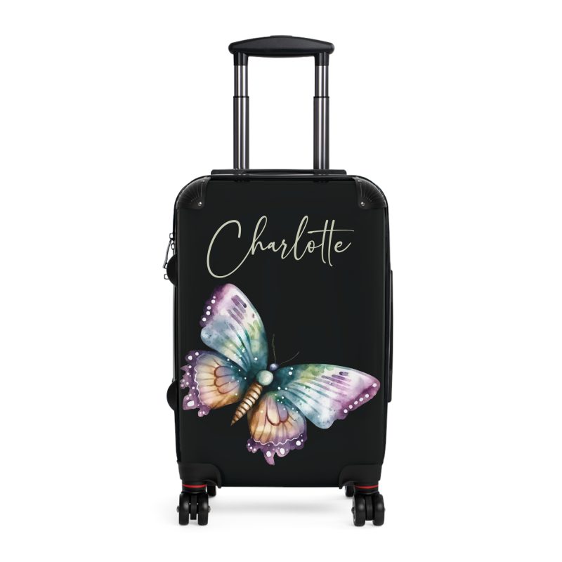 Custom Floral Butterfly Suitcase - A personalized travel companion with vibrant floral and butterfly design, expressing individuality in every journey.