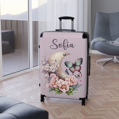 Custom Flower Butterfly Suitcase - A travel companion adorned with exquisite flowers and butterflies, expressing your love for nature.