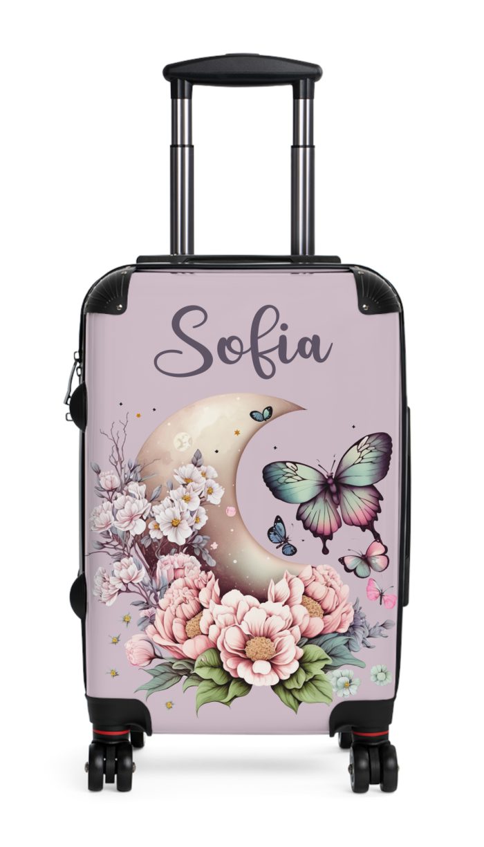 Custom Flower Butterfly Suitcase - A travel companion adorned with exquisite flowers and butterflies, expressing your love for nature.