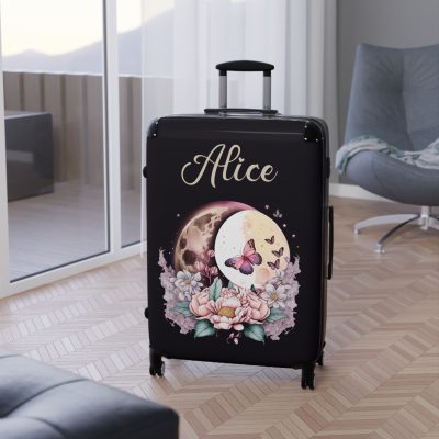 Custom Flower Butterfly Suitcase - A travel companion adorned with exquisite flowers and butterflies, expressing your love for nature.