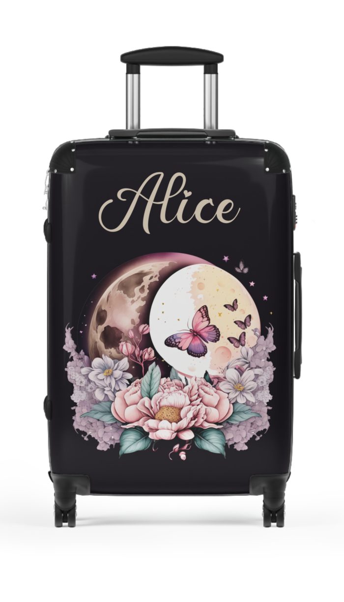 Custom Flower Butterfly Suitcase - A travel companion adorned with exquisite flowers and butterflies, expressing your love for nature.