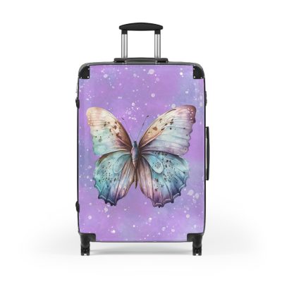 Flower Moon Butterfly Suitcase - A celestial masterpiece adorned with flowers and butterflies, perfect for wanderers under the moonlit sky.