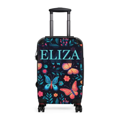 Custom Floral Butterfly Suitcase - A personalized travel essential adorned with intricate floral and butterfly designs, combining style and individuality.