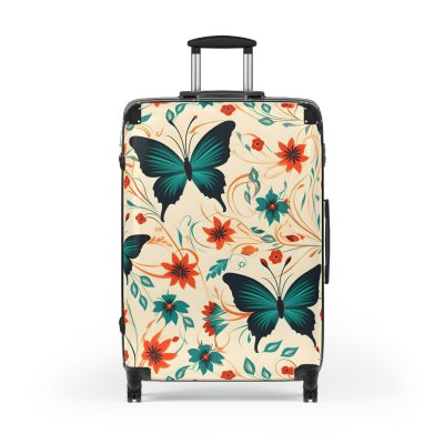 Floral Butterfly Suitcase - A stylish travel essential featuring intricate floral and butterfly patterns, adding a touch of elegance to your journey.