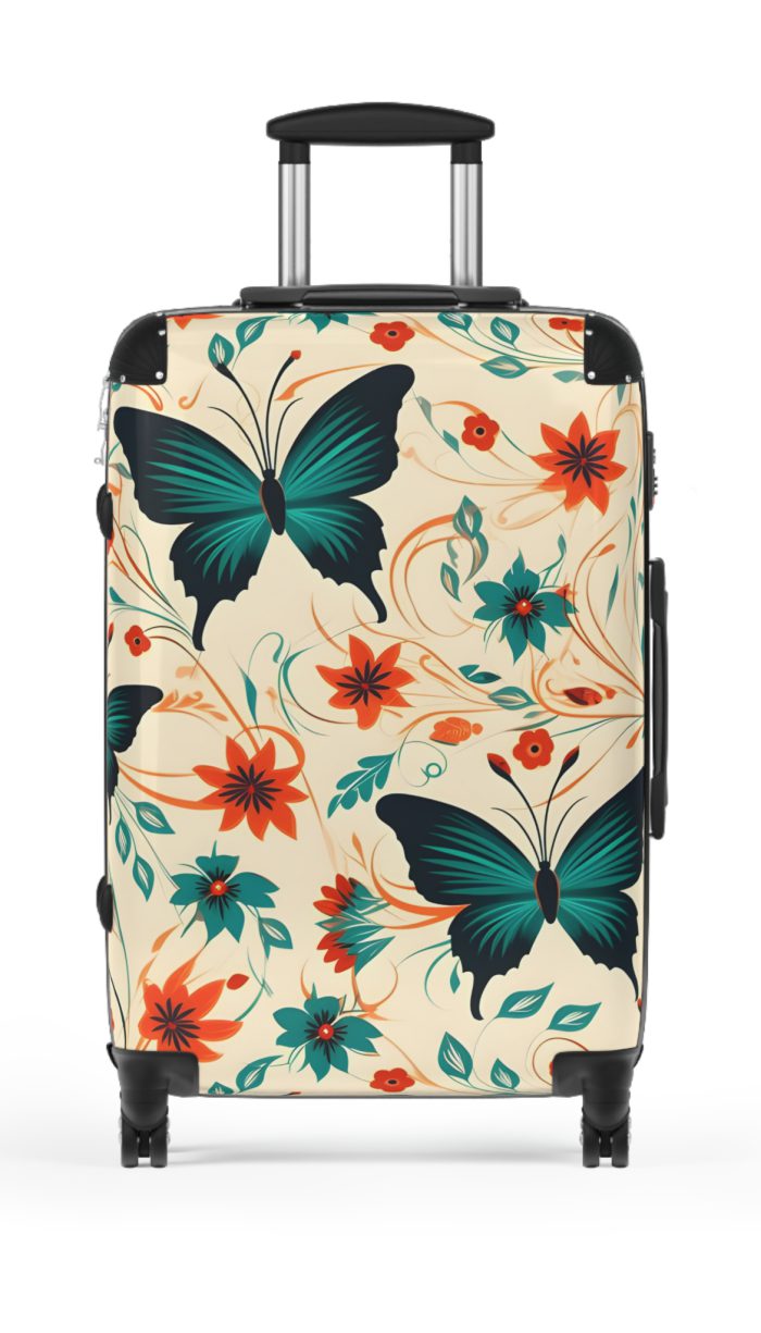 Floral Butterfly Suitcase - A stylish travel essential featuring intricate floral and butterfly patterns, adding a touch of elegance to your journey.