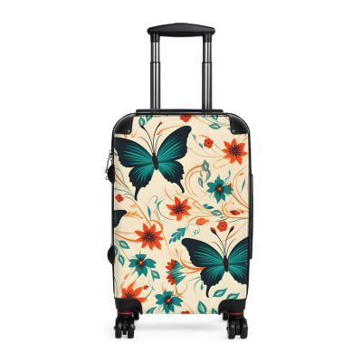 Floral Butterfly Suitcase - A stylish travel essential featuring intricate floral and butterfly patterns, adding a touch of elegance to your journey.