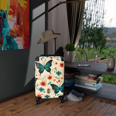 Floral Butterfly Suitcase - A stylish travel essential featuring intricate floral and butterfly patterns, adding a touch of elegance to your journey.