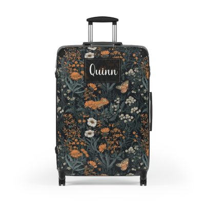 Custom Cottagecore Butterfly Suitcase - Crafted with care, this personalized luggage piece adorned with butterflies, reflects your unique travel spirit.