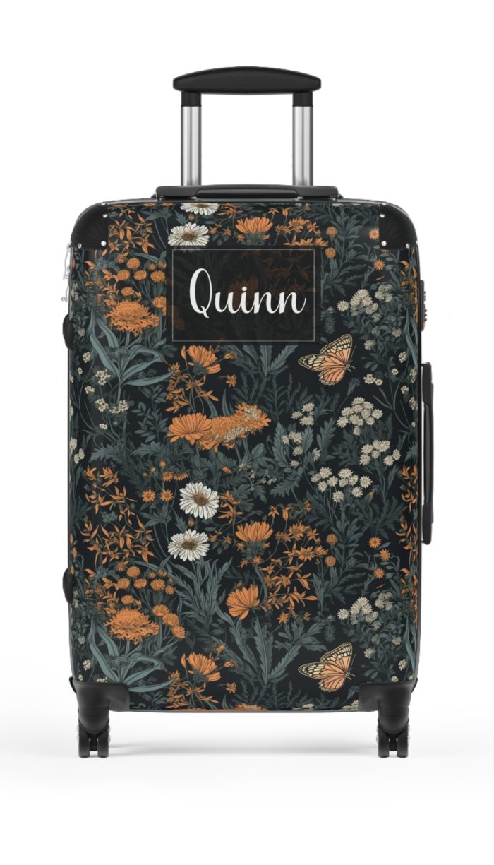 Custom Cottagecore Butterfly Suitcase - Crafted with care, this personalized luggage piece adorned with butterflies, reflects your unique travel spirit.