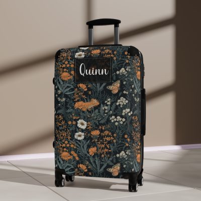 Custom Cottagecore Butterfly Suitcase - Crafted with care, this personalized luggage piece adorned with butterflies, reflects your unique travel spirit.