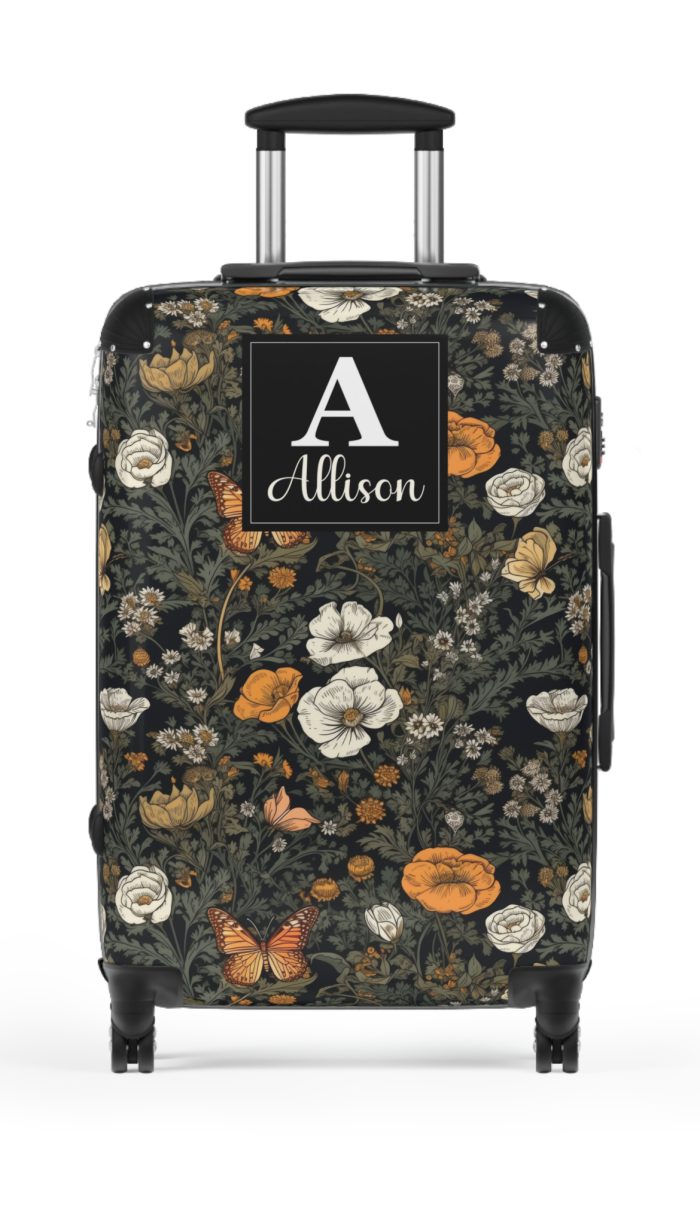 Custom Cottagecore Butterfly Suitcase - Crafted with care, this personalized luggage piece adorned with butterflies, reflects your unique travel spirit.