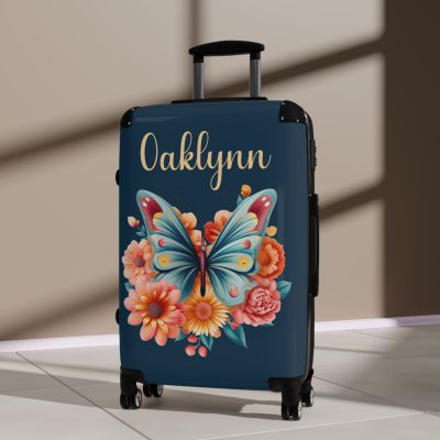 Custom Butterfly Suitcase - Personalized for a touch of elegance, expressing individuality with vibrant butterfly designs for your travel companion.