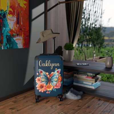 Custom Butterfly Suitcase - Personalized for a touch of elegance, expressing individuality with vibrant butterfly designs for your travel companion.