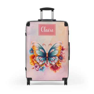 Custom Butterfly Suitcase - Personalized for a touch of elegance, expressing individuality with vibrant butterfly designs for your travel companion.