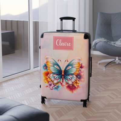 Custom Butterfly Suitcase - Personalized for a touch of elegance, expressing individuality with vibrant butterfly designs for your travel companion.