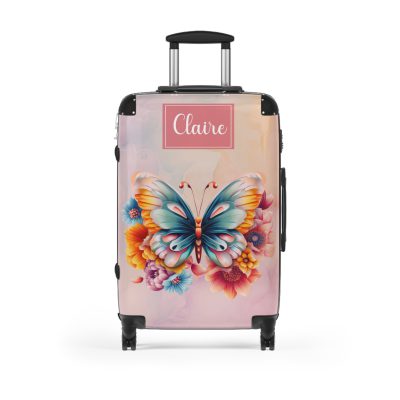 Custom Butterfly Suitcase - Personalized for a touch of elegance, expressing individuality with vibrant butterfly designs for your travel companion.