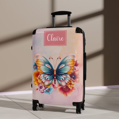 Custom Butterfly Suitcase - Personalized for a touch of elegance, expressing individuality with vibrant butterfly designs for your travel companion.