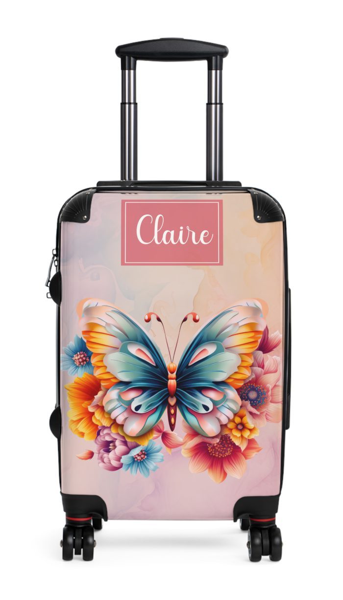 Custom Butterfly Suitcase - Personalized for a touch of elegance, expressing individuality with vibrant butterfly designs for your travel companion.