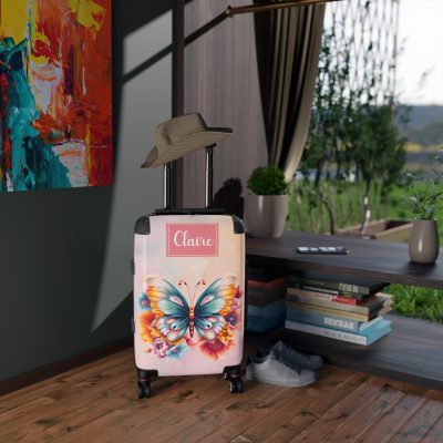 Custom Butterfly Suitcase - Personalized for a touch of elegance, expressing individuality with vibrant butterfly designs for your travel companion.