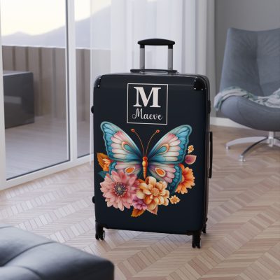 Custom Butterfly Suitcase - Personalized for a touch of elegance, expressing individuality with vibrant butterfly designs for your travel companion.