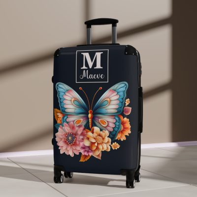 Custom Butterfly Suitcase - Personalized for a touch of elegance, expressing individuality with vibrant butterfly designs for your travel companion.