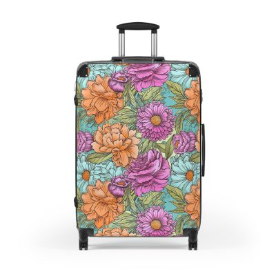 Boho Floral Suitcase - A stylish suitcase adorned with intricate floral patterns for travelers who love both fashion and function.