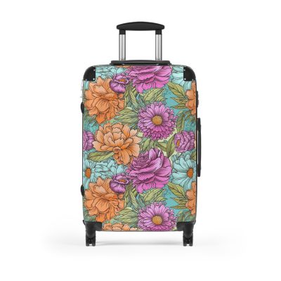 Boho Floral Suitcase - A stylish suitcase adorned with intricate floral patterns for travelers who love both fashion and function.