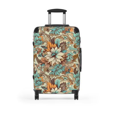 Boho Floral Suitcase - A stylish suitcase adorned with intricate floral patterns for travelers who love both fashion and function.