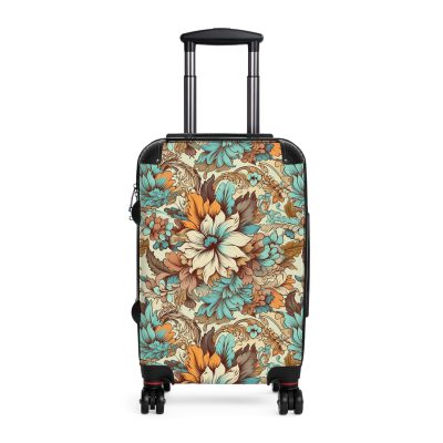 Boho Floral Suitcase - A stylish suitcase adorned with intricate floral patterns for travelers who love both fashion and function.