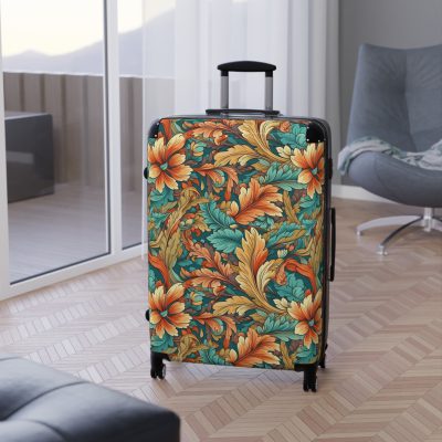 Boho Floral Suitcase - A stylish suitcase adorned with intricate floral patterns for travelers who love both fashion and function.