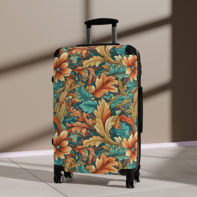 Boho Floral Suitcase - A stylish suitcase adorned with intricate floral patterns for travelers who love both fashion and function.