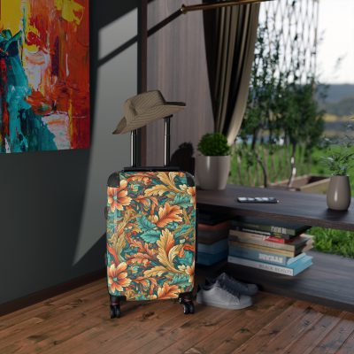 Boho Floral Suitcase - A stylish suitcase adorned with intricate floral patterns for travelers who love both fashion and function.