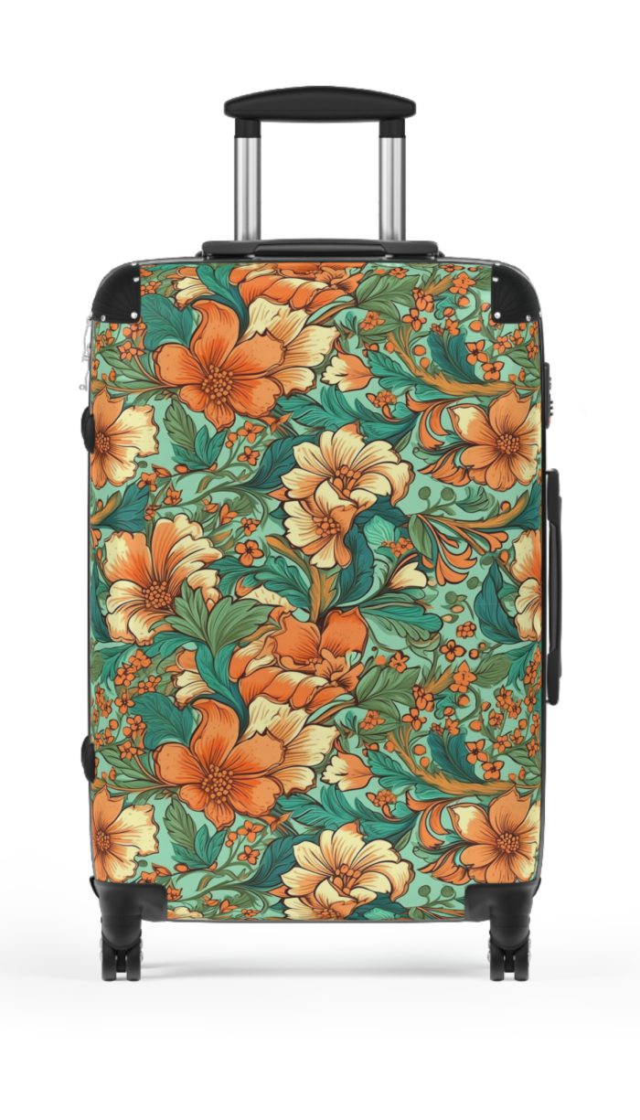 Boho Floral Suitcase - A stylish suitcase adorned with intricate floral patterns for travelers who love both fashion and function.