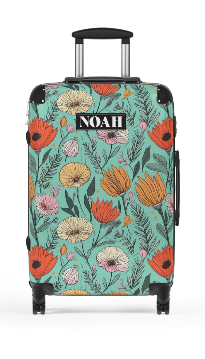 Boho Floral Suitcase - A stylish suitcase adorned with intricate floral patterns for travelers who love both fashion and function.