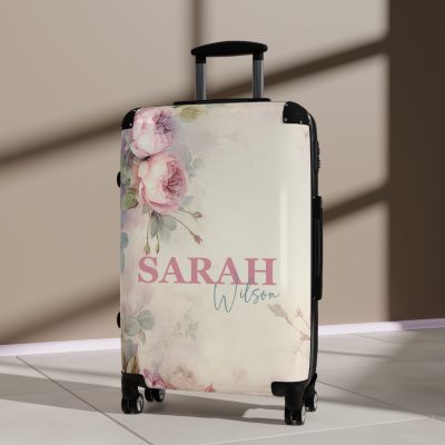 Custom Pastel Floral Suitcase - A unique way to express your travel style with personalized pastel florals.