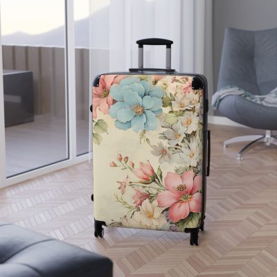 Pastel Floral Suitcase - Elevate your travel elegance with this distinctive luggage.