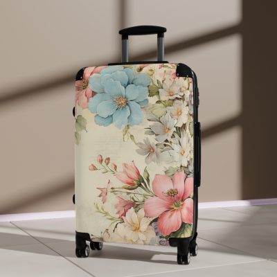 Pastel Floral Suitcase - Elevate your travel elegance with this distinctive luggage.