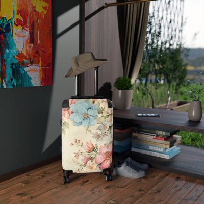 Pastel Floral Suitcase - Elevate your travel elegance with this distinctive luggage.