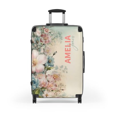 Custom Pastel Floral Suitcase - A unique way to express your travel style with personalized pastel florals.