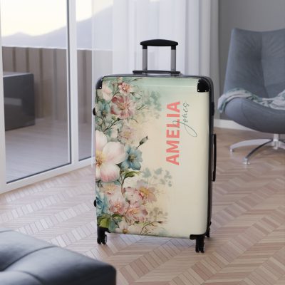 Custom Pastel Floral Suitcase - A unique way to express your travel style with personalized pastel florals.