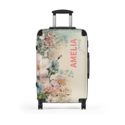 Custom Pastel Floral Suitcase - A unique way to express your travel style with personalized pastel florals.