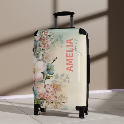 Custom Pastel Floral Suitcase - A unique way to express your travel style with personalized pastel florals.