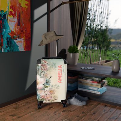 Custom Pastel Floral Suitcase - A unique way to express your travel style with personalized pastel florals.