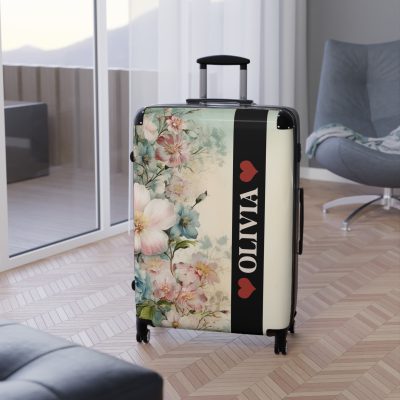 Custom Pastel Floral Suitcase - A unique way to express your travel style with personalized pastel florals.