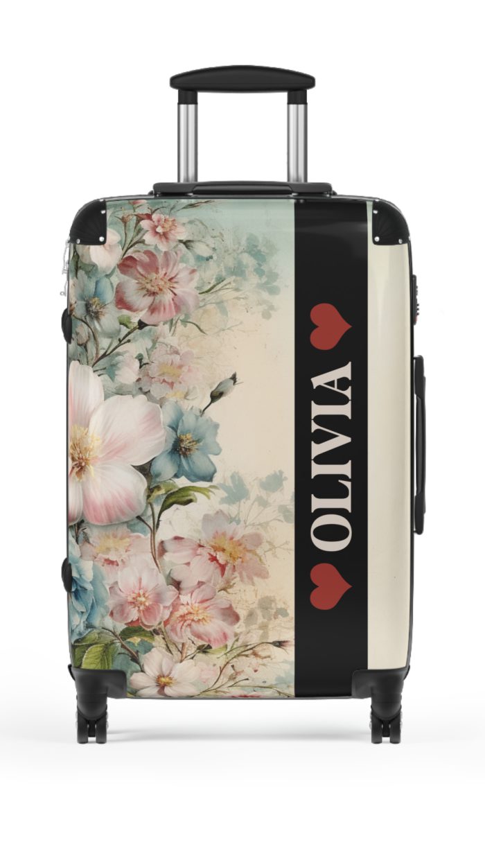 Custom Pastel Floral Suitcase - A unique way to express your travel style with personalized pastel florals.