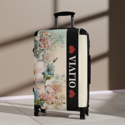 Custom Pastel Floral Suitcase - A unique way to express your travel style with personalized pastel florals.