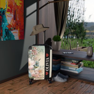 Custom Pastel Floral Suitcase - A unique way to express your travel style with personalized pastel florals.